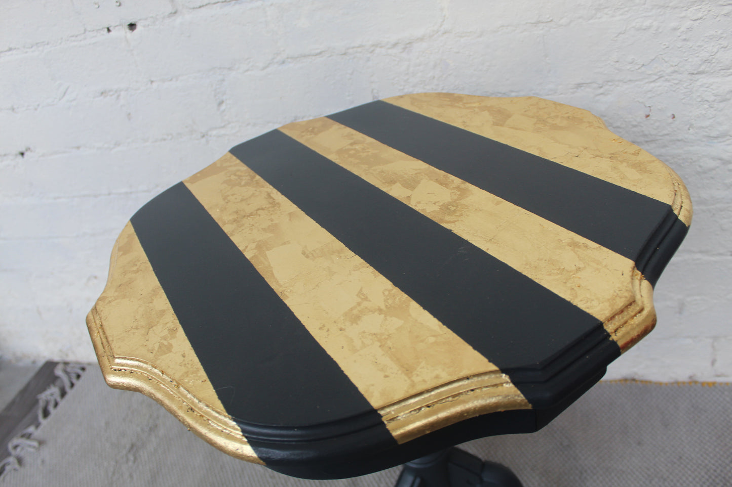 Eleanor Stripey Gold and Grey Side Table